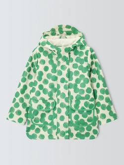 John Lewis Kids' Spot Shower Resistant Mac, Green, White, Green, White