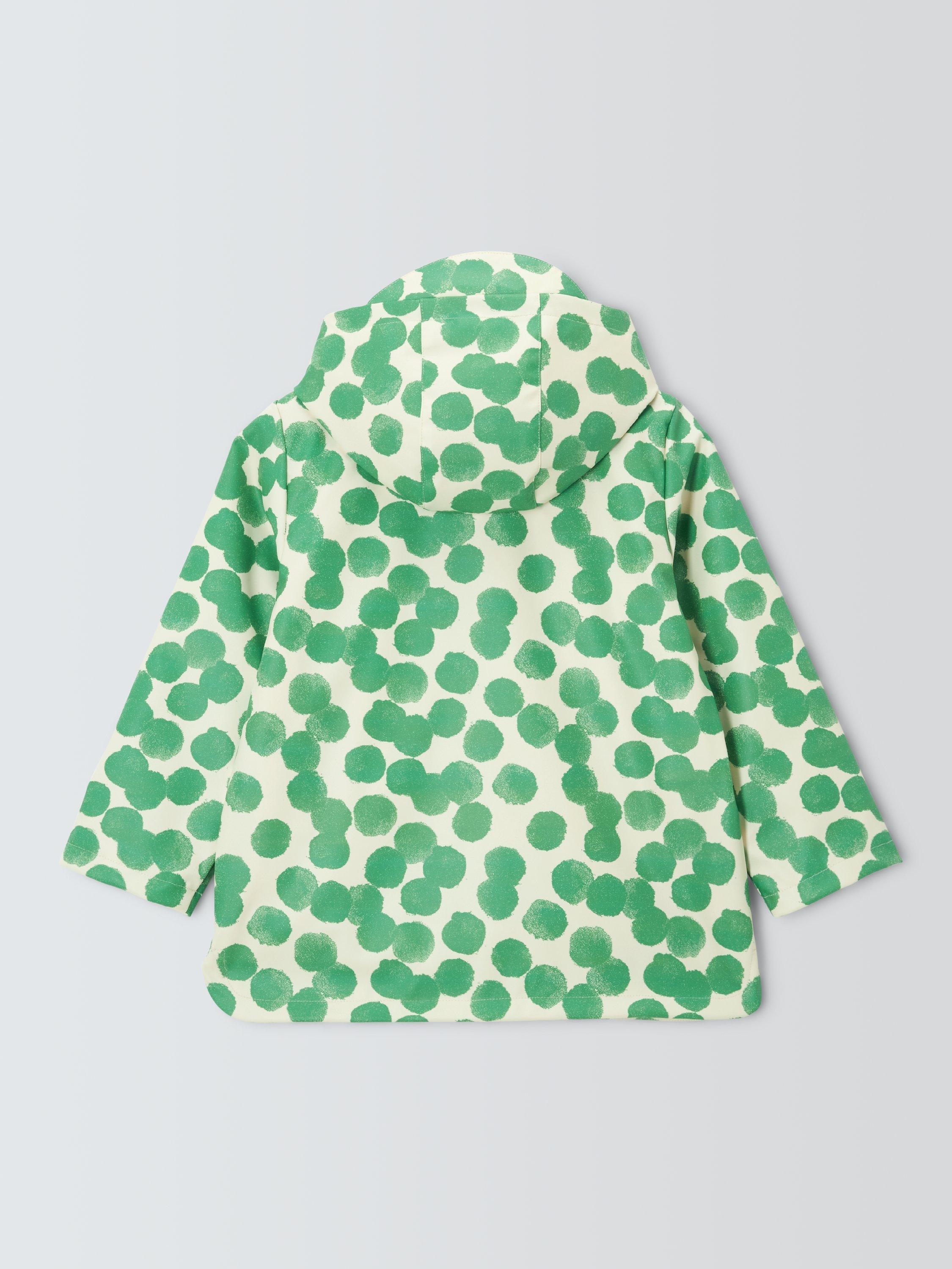 Product image 2 of 3, which shows John Lewis Kids' Spot Shower Resistant Mac, Green, White, 3 years