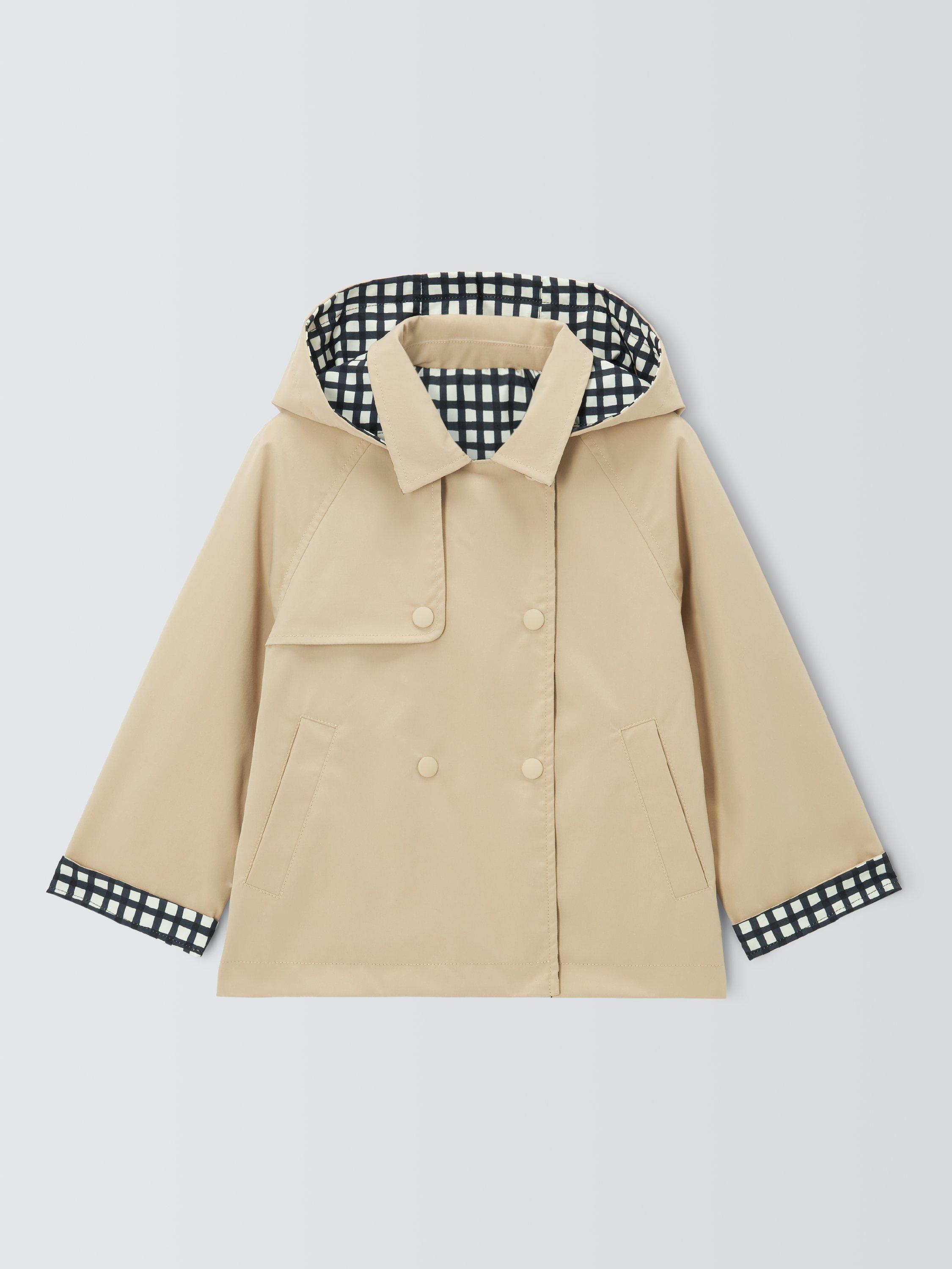 Product image 1 of 3, which shows John Lewis Kids' Reversible Cropped Trench Jacket, Natural, 3 years