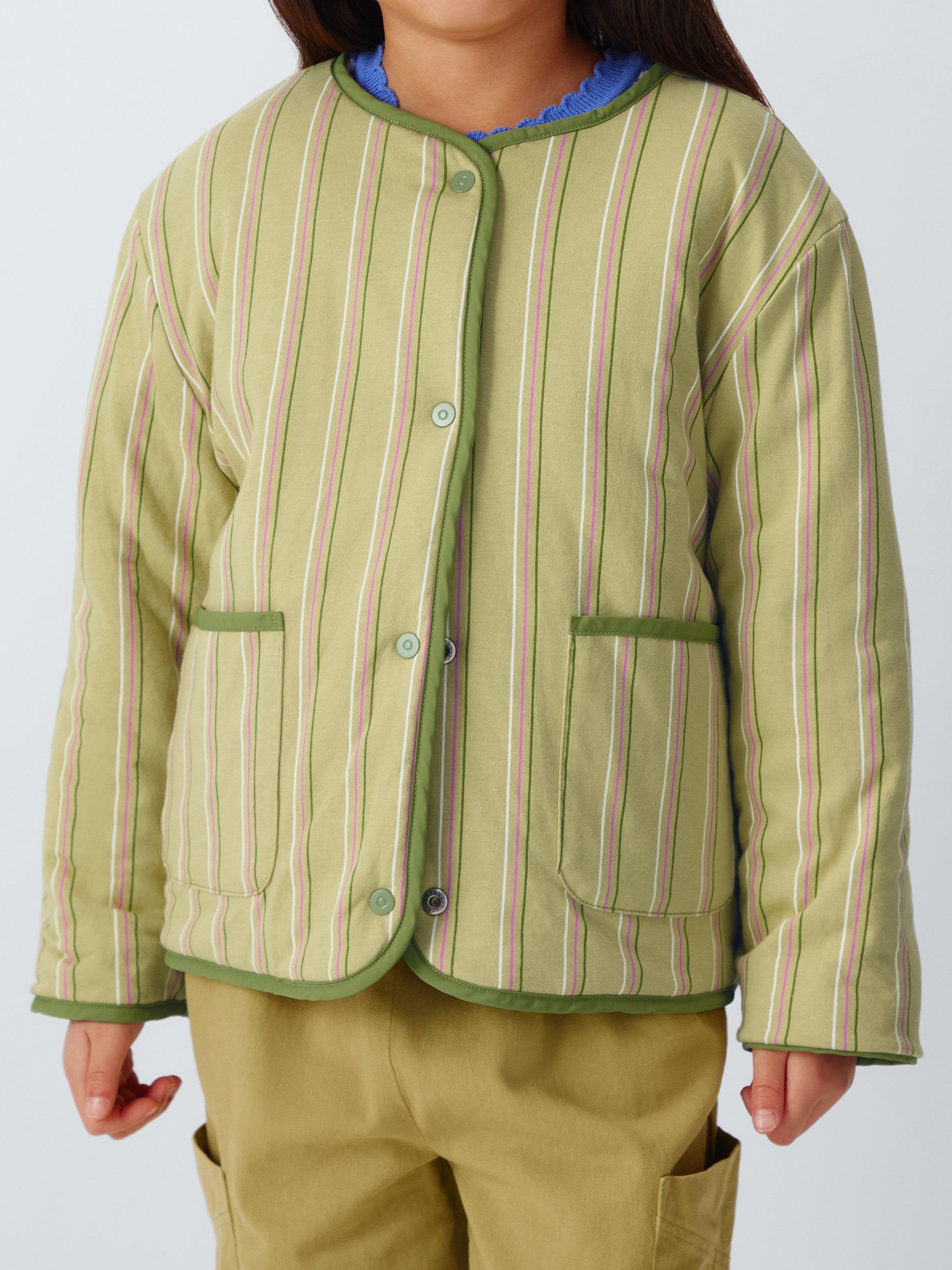 Product image 2 of 9, which shows John Lewis Kids' Reversible Quilted Jacket, Green, 3 years