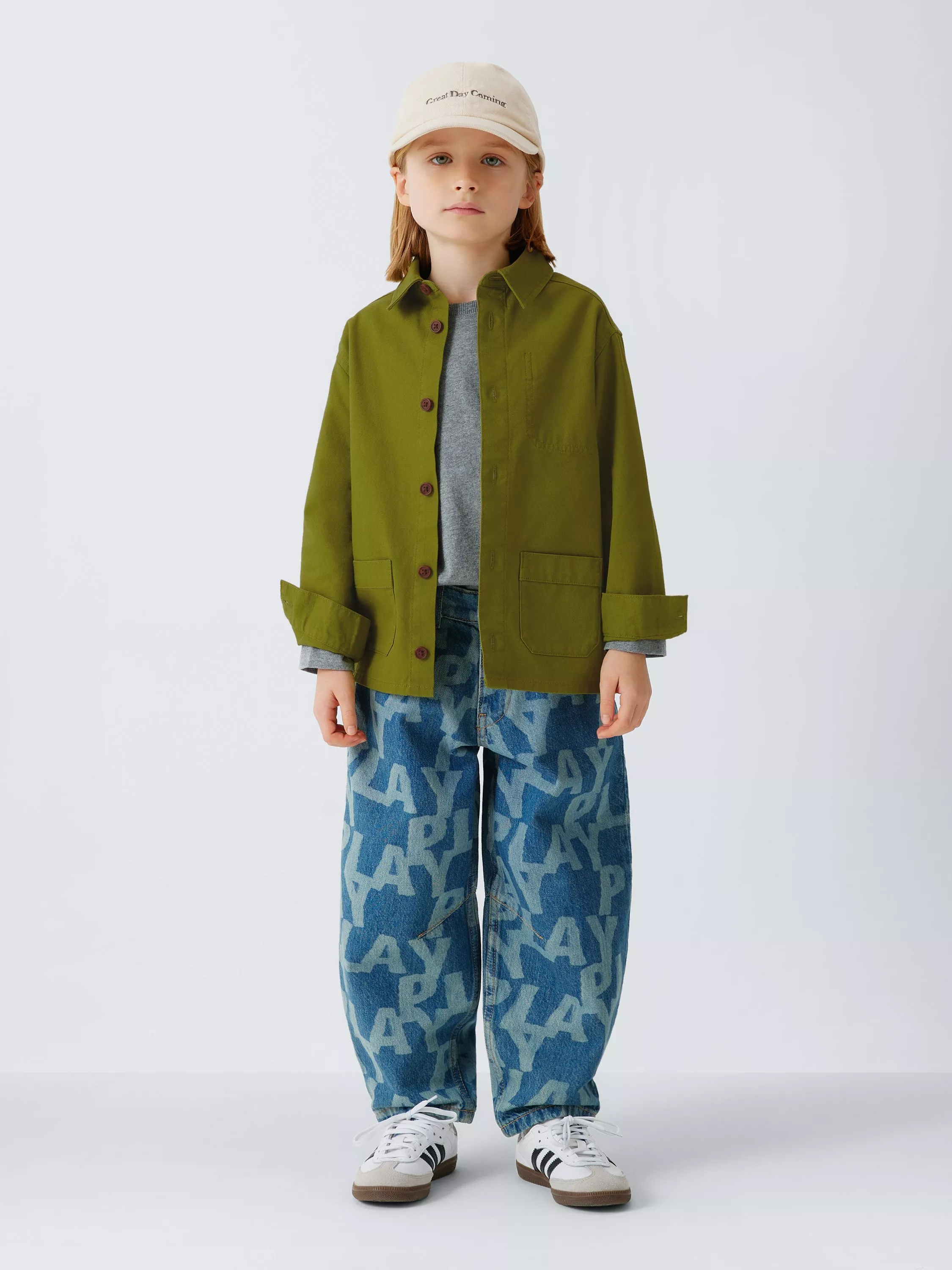 John Lewis Kids' Slub Cotton Shirt, Olive