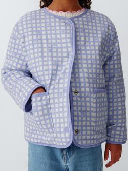 John Lewis Kids' Reversible Quilted Jacket, Purple - view 2, Purple