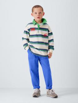 John Lewis Kids' Herringbone Straight Trousers, Blue - view 2, Blue