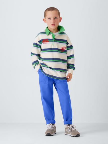 John Lewis Kids' Herringbone Straight Trousers, Blue - view 2, Blue