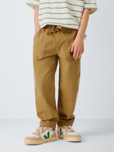 John Lewis Kids' Herringbone Straight Trousers, Tan, Tan