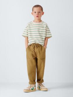 John Lewis Kids' Herringbone Straight Trousers, Tan - view 2, Tan