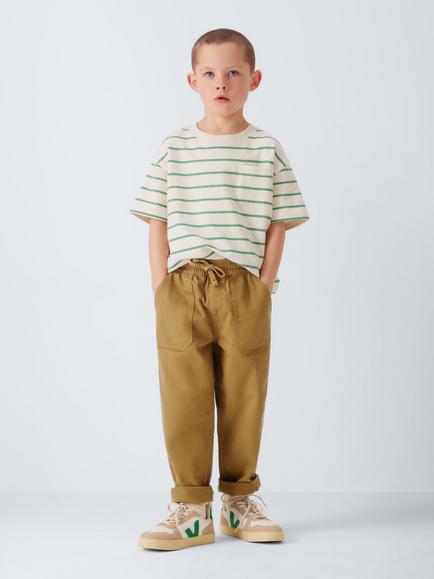 John Lewis Kids' Herringbone Straight Trousers, Tan - view 2, Tan