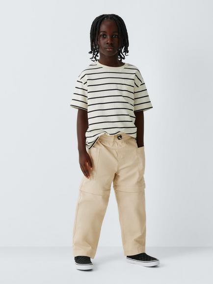 John Lewis Kids' Ripstop Zip Off Trousers, Natural - view 2, Natural