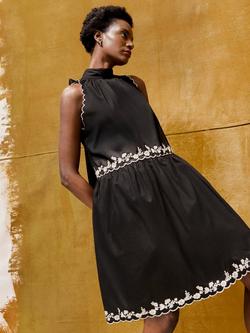 Ro&Zo Cotton Floral Sleeveless High Neck Midi Dress - view 2, Black