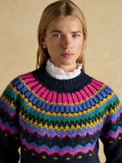 Joules Crew Neck Fair Isle Jumper, Navy - view 2, Navy