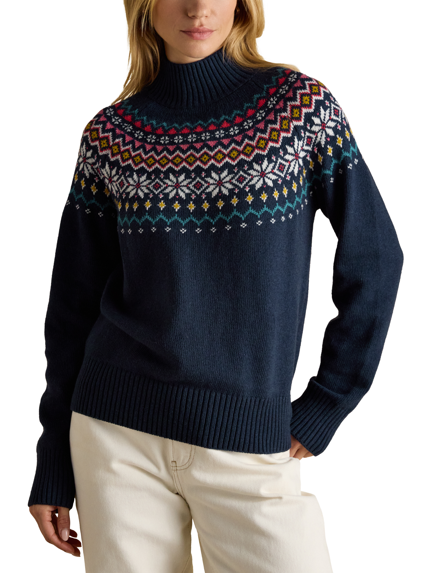 Product image 1 of 7, which shows Joules Alba Fair Isle Jumper, Navy, XS