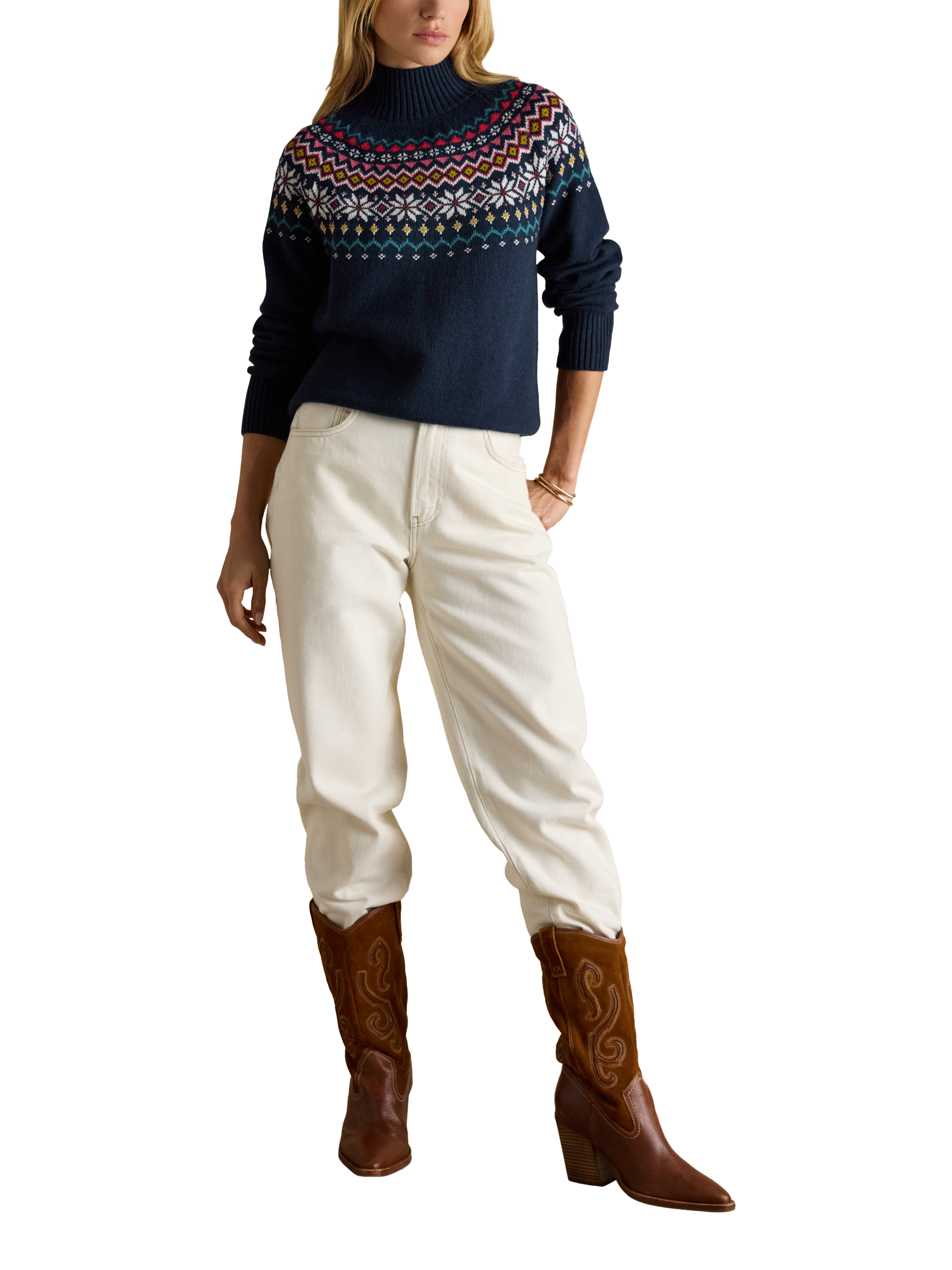 Product image 3 of 7, which shows Joules Alba Fair Isle Jumper, Navy, XS