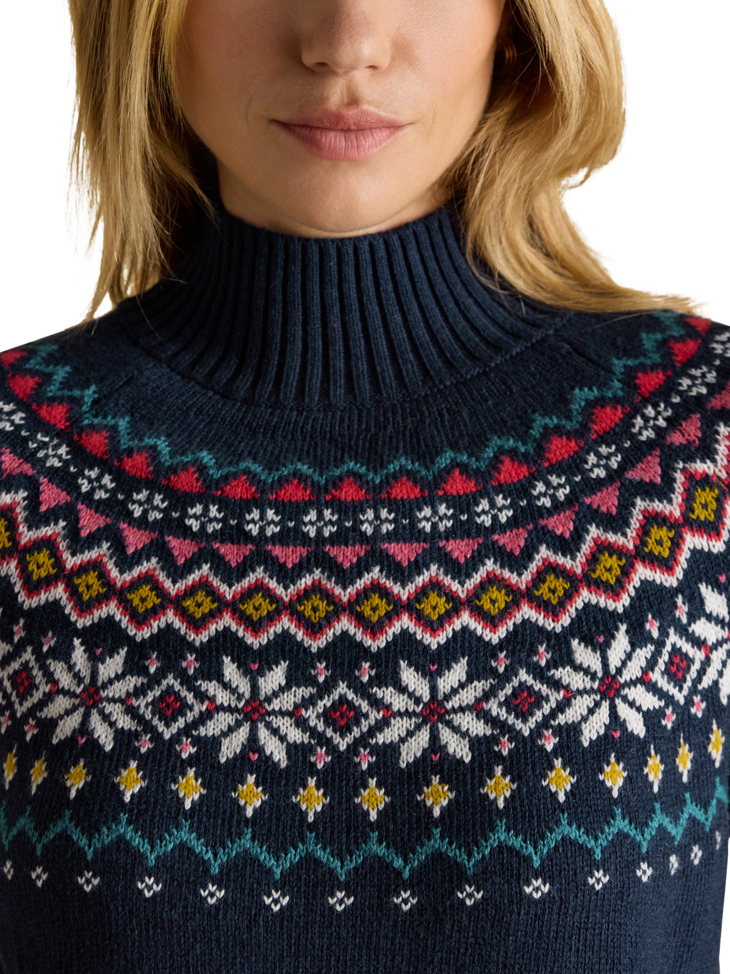 Product image 4 of 7, which shows Joules Alba Fair Isle Jumper, Navy, XS