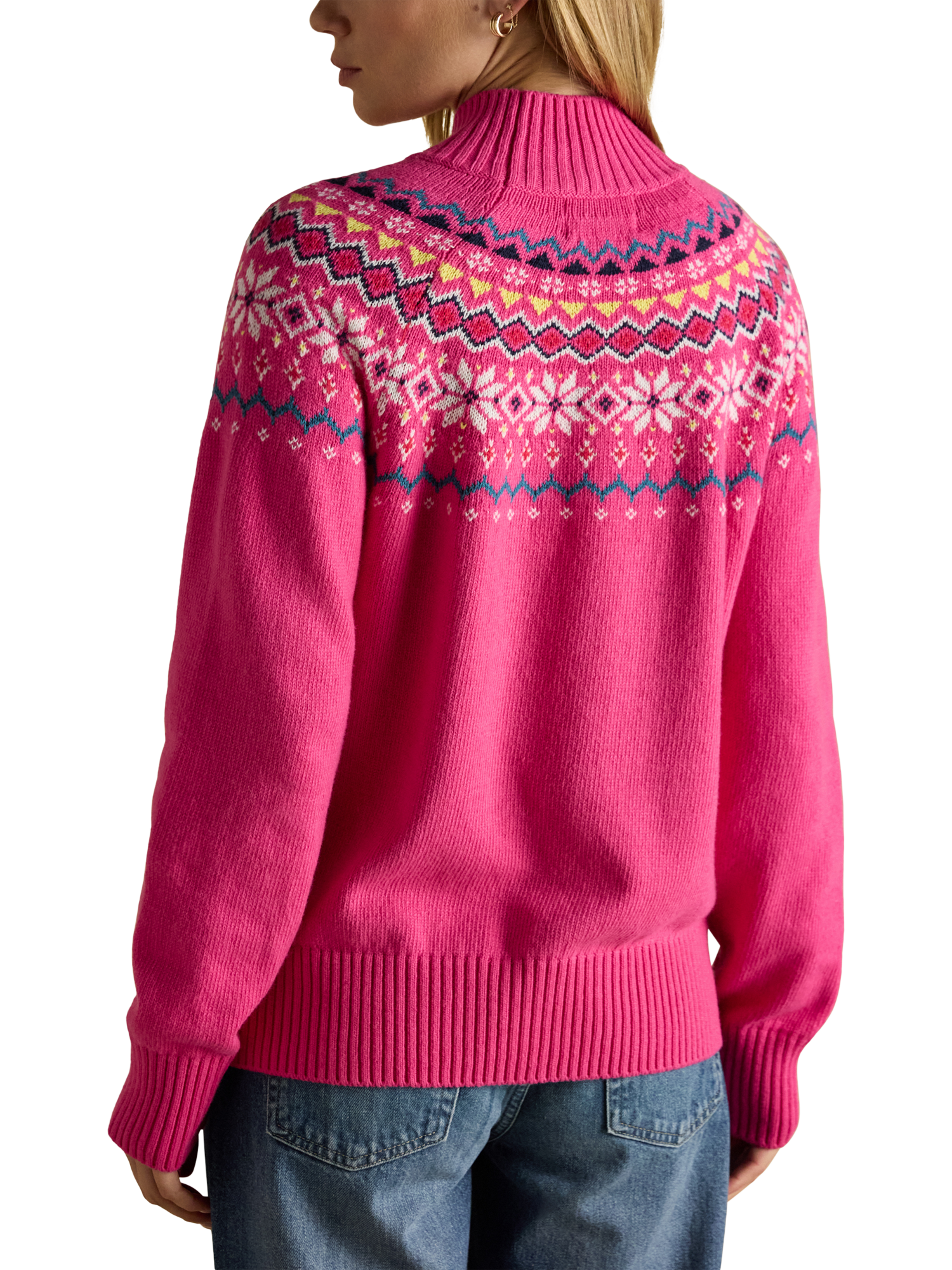 Product image 2 of 8, which shows Joules Alba Fair Isle Jumper, Pink, S