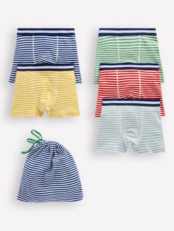 Mini Boden Kids' Cotton Boxer Shorts, Pack of 5, Yellow/Multi, Yellow/Multi