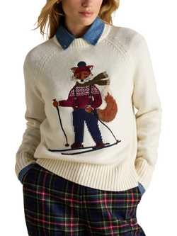 Joules Jonty Fox Intarsia Jumper, Cream, Cream
