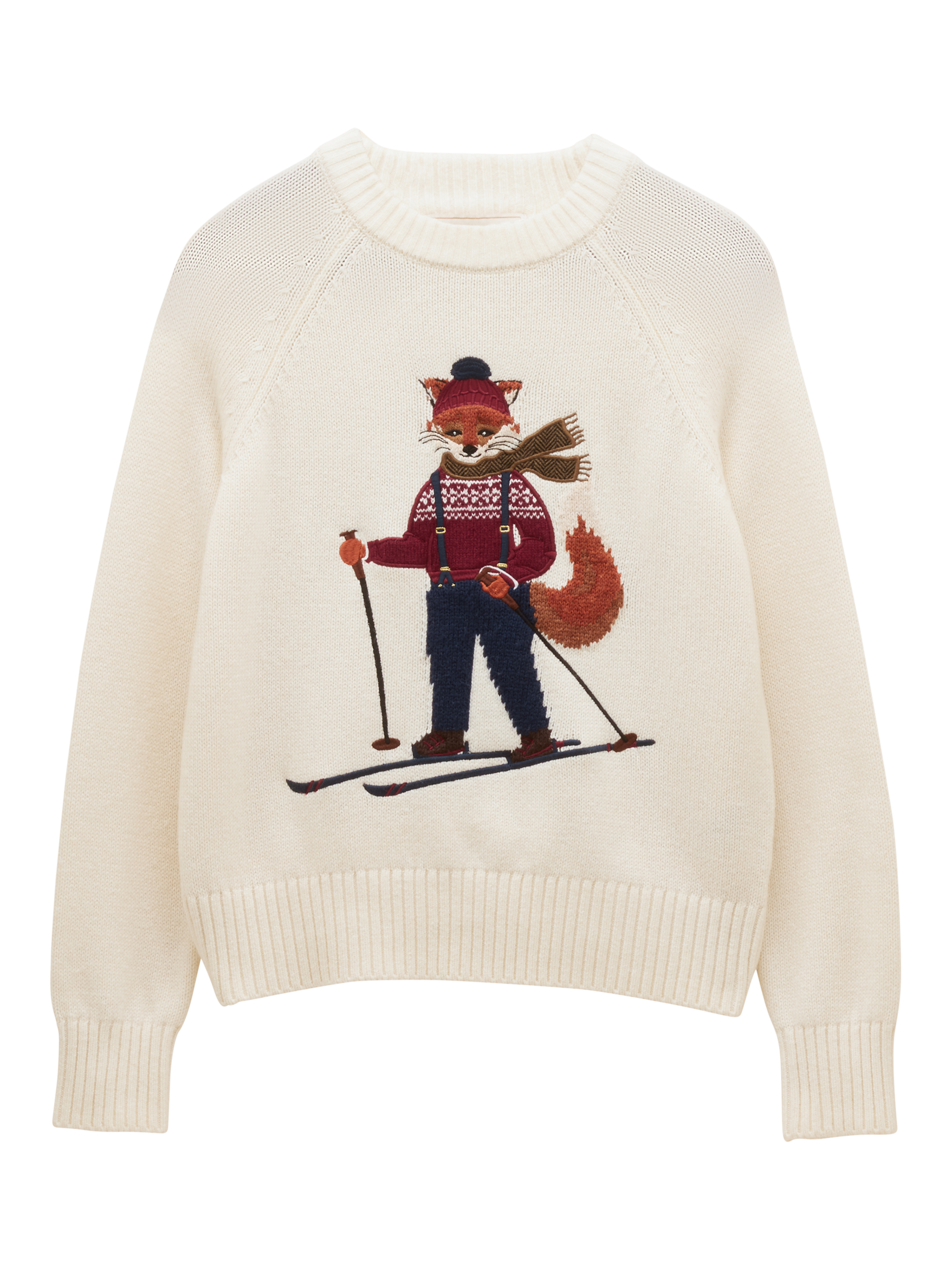 Product image 8 of 8, which shows Joules Jonty Fox Intarsia Jumper, Cream, XS