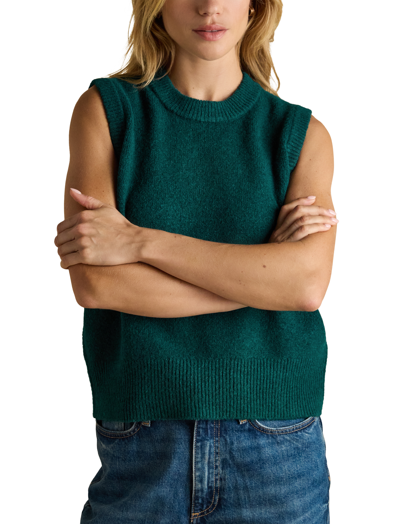 Product image 1 of 6, which shows Joules Holly Knitted Tank Top, Dark Green, S
