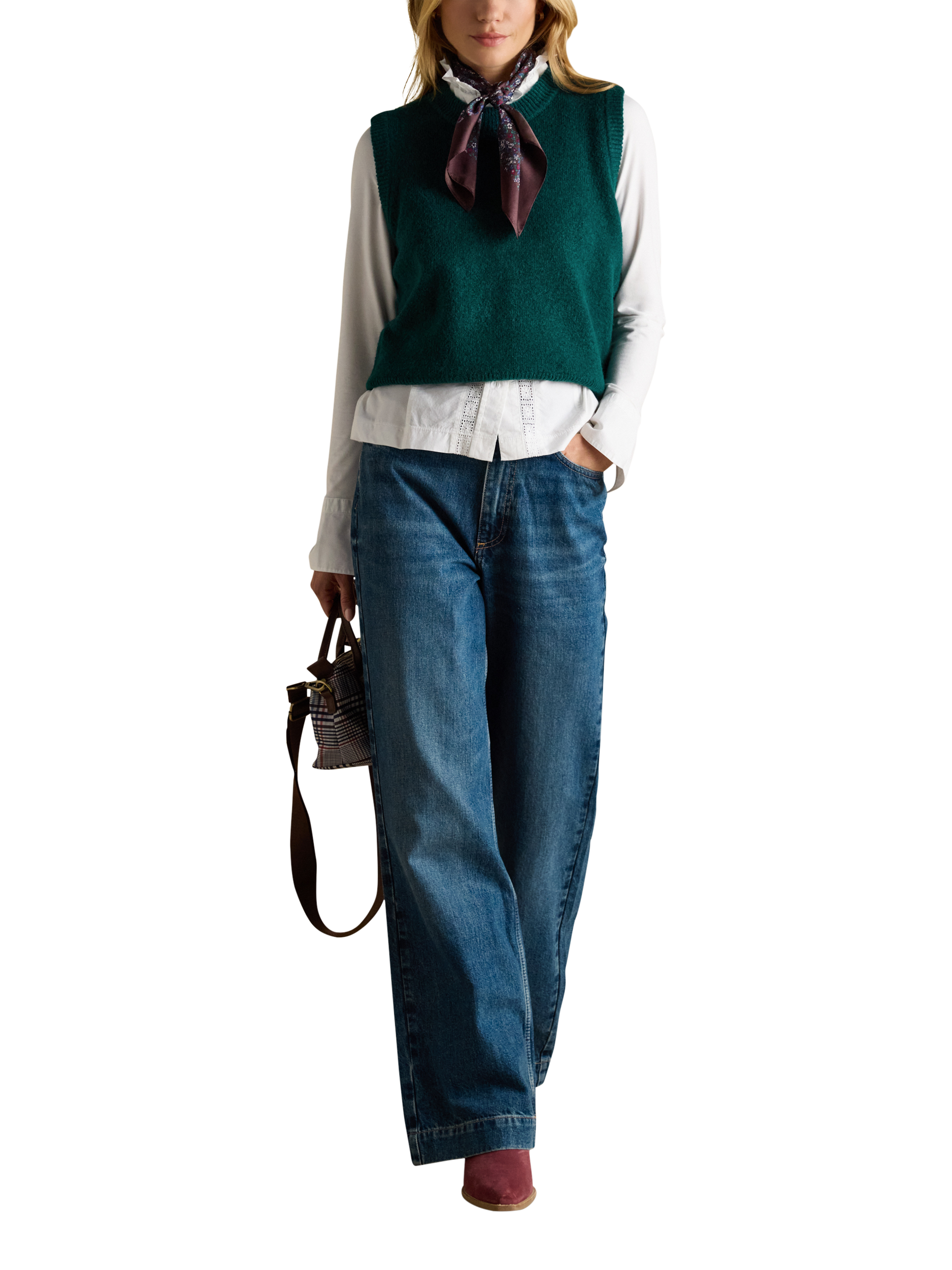 Product image 4 of 6, which shows Joules Holly Knitted Tank Top, Dark Green, S