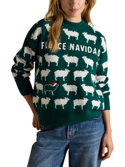 Joules Fleece Navidad Intarsia Jumper, Green, Green