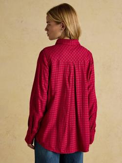 Joules Selene Brushed Ruffle Plaid Shirt, Red - view 2, Red