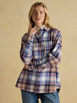 Joules Plaid Check Brushed Cotton Shirt, Blue, Blue