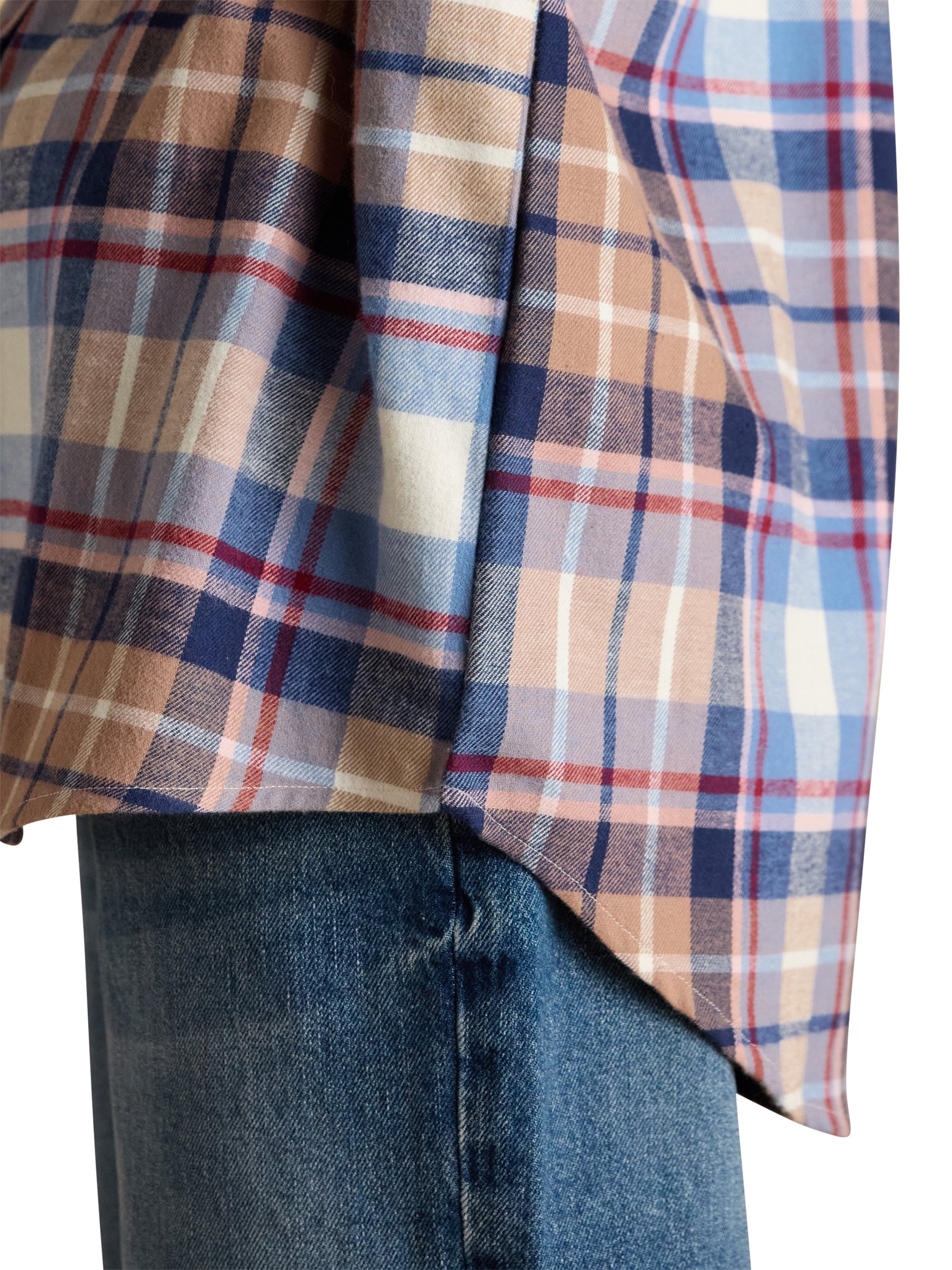Product image 2 of 8, which shows Joules Plaid Check Brushed Cotton Shirt, Blue, 10