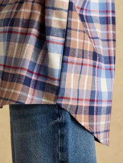 Joules Plaid Check Brushed Cotton Shirt, Blue - view 2, Blue