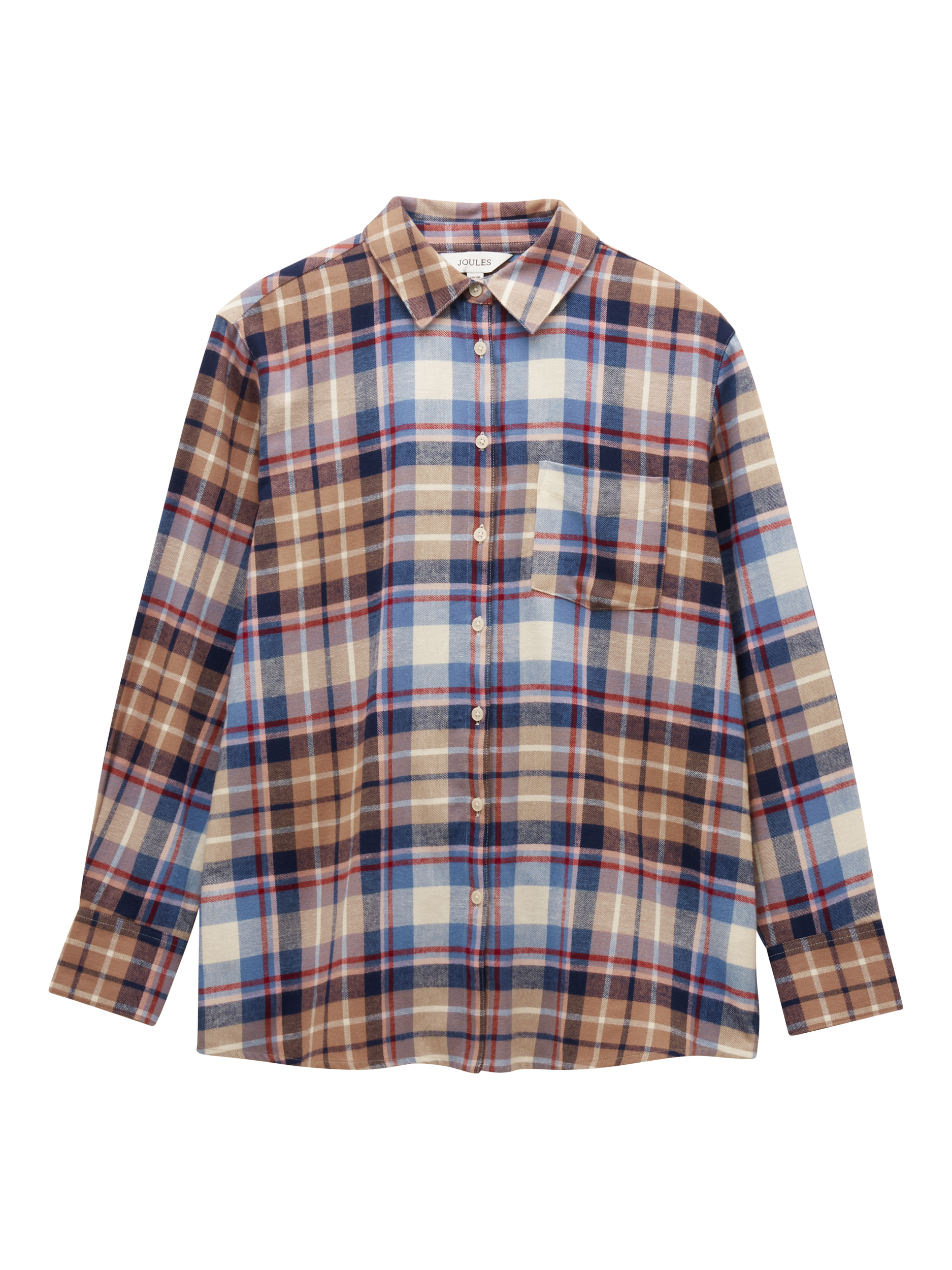 Product image 8 of 8, which shows Joules Plaid Check Brushed Cotton Shirt, Blue, 10
