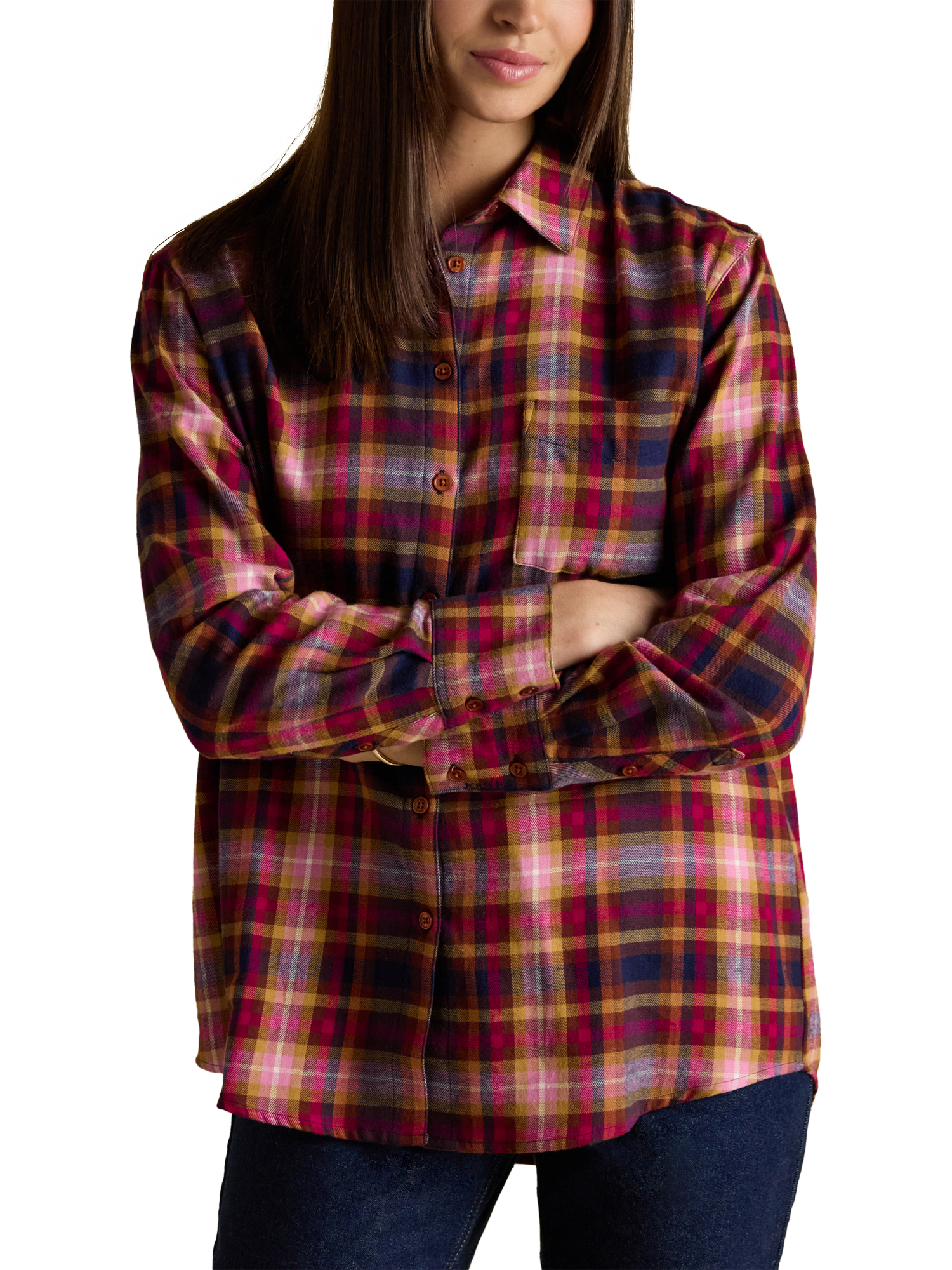 Product image 1 of 7, which shows Joules Check Brushed Cotton Shirt, Red/Multi, 6