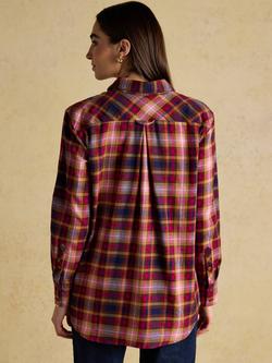 Joules Check Brushed Cotton Shirt, Red/Multi - view 2, Red/Multi