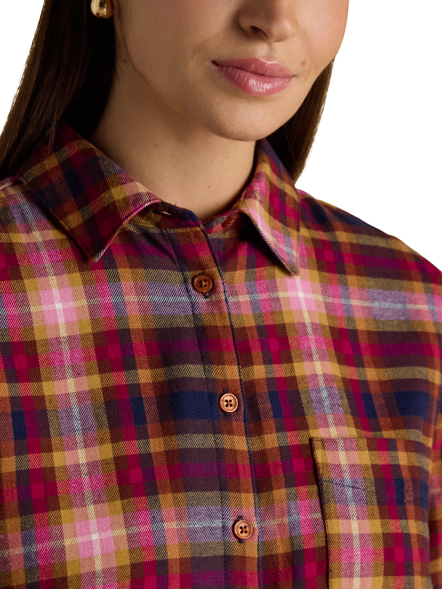 Product image 4 of 7, which shows Joules Check Brushed Cotton Shirt, Red/Multi, 6