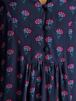 Joules Floral Popover Blouse, Navy - view 2, Navy