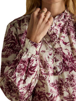 Joules High Neck Printed Cotton Blouse - view 2, Red/Multi