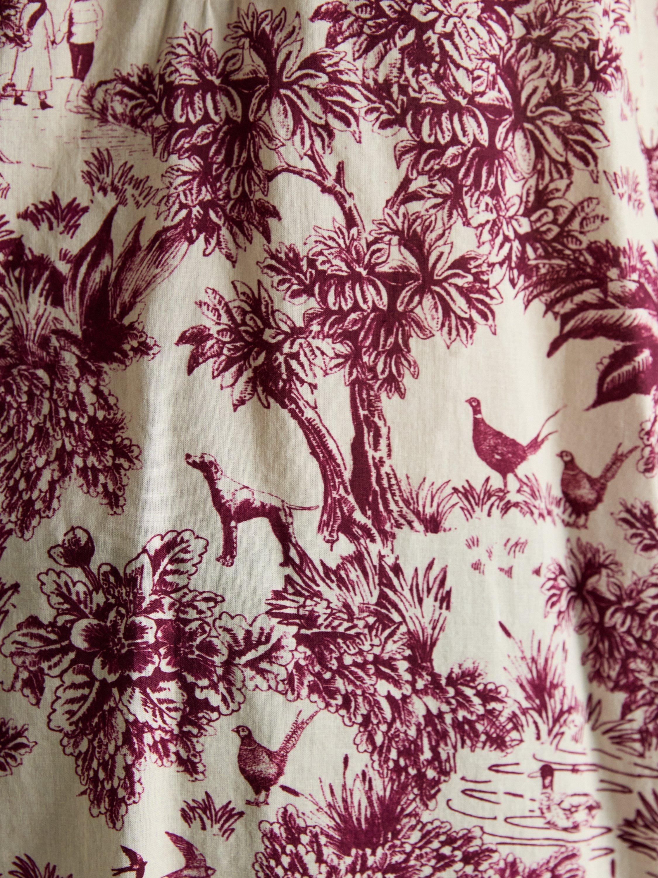 Product image 6 of 7, which shows Joules High Neck Printed Cotton Blouse, Red/Multi, 6