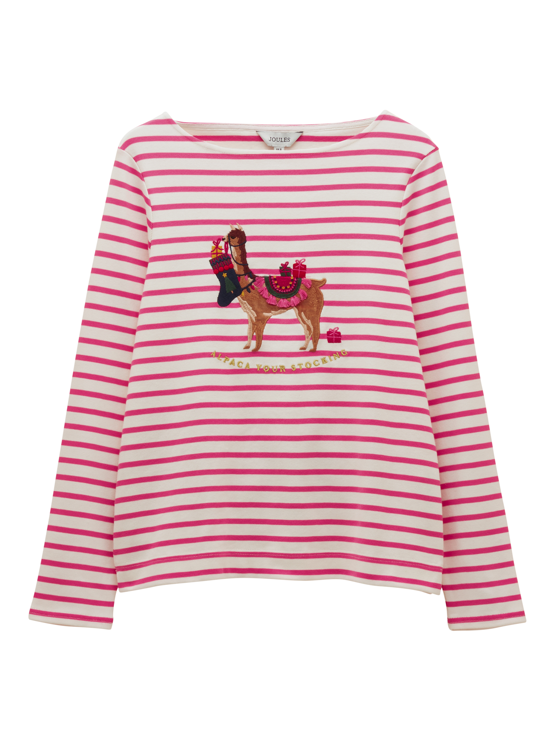 Product image 7 of 7, which shows Joules Breton Christmas Alpaca Top, Pink, 6