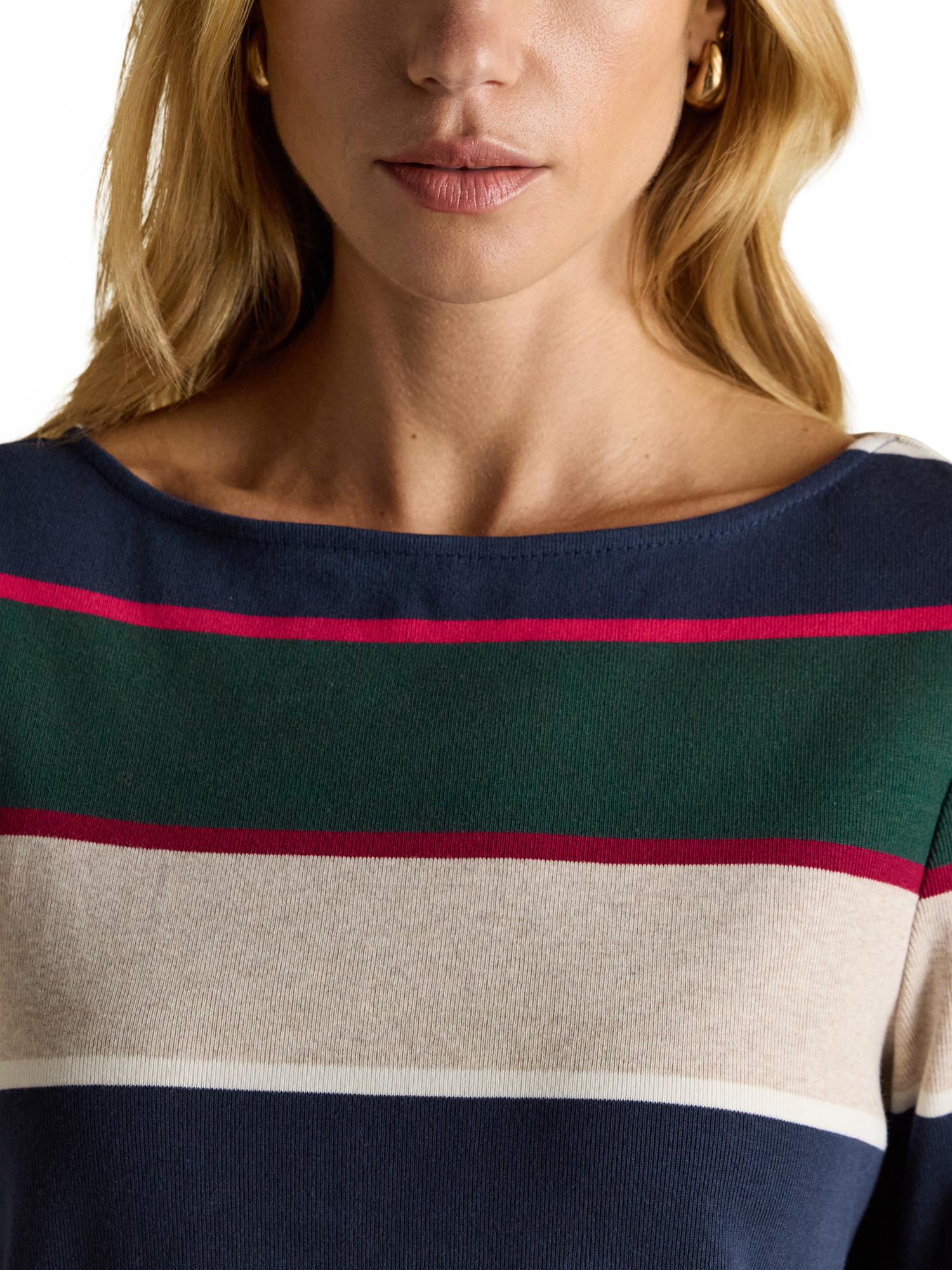 Product image 2 of 10, which shows Joules Harbour Breton Stripe Top, Navy, 6