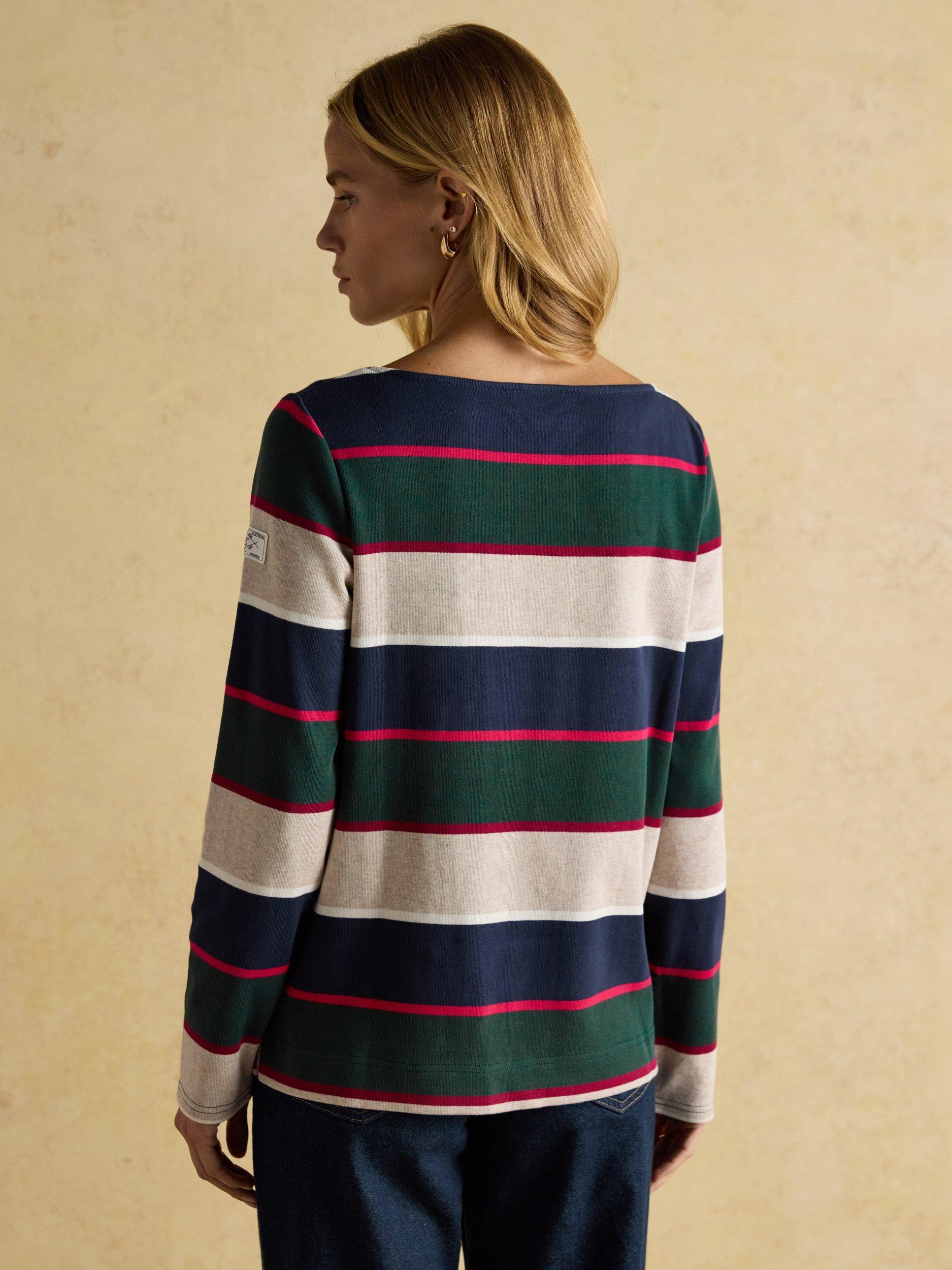 Product image 7 of 10, which shows Joules Harbour Breton Stripe Top, Navy, 6