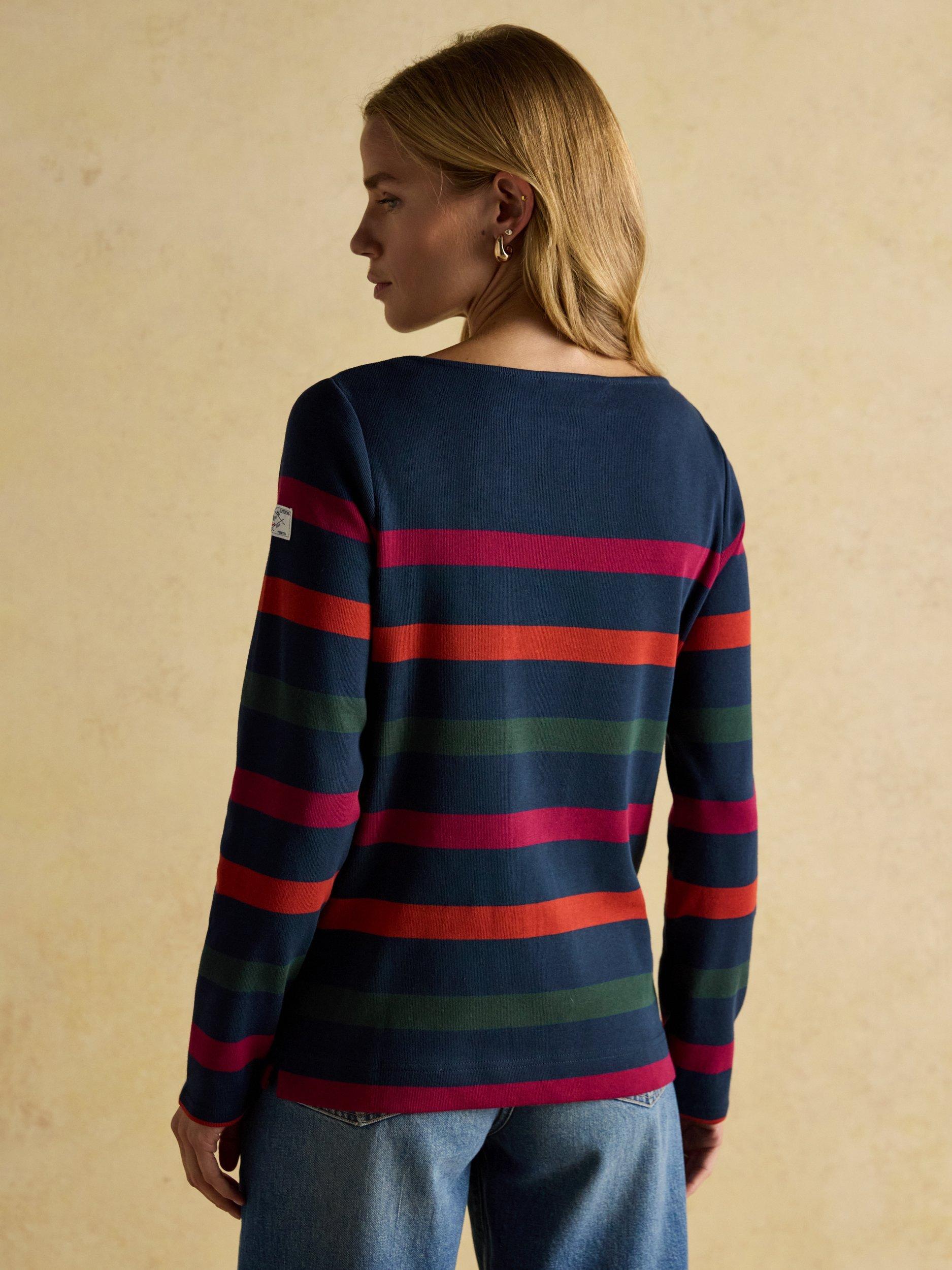 Product image 7 of 9, which shows Joules Harbour Stripe Top, Navy, 6