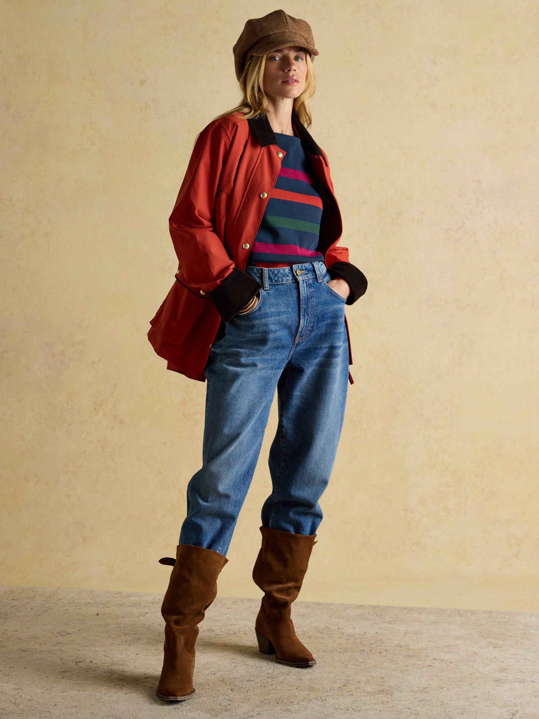 Product image 8 of 9, which shows Joules Harbour Stripe Top, Navy, 6