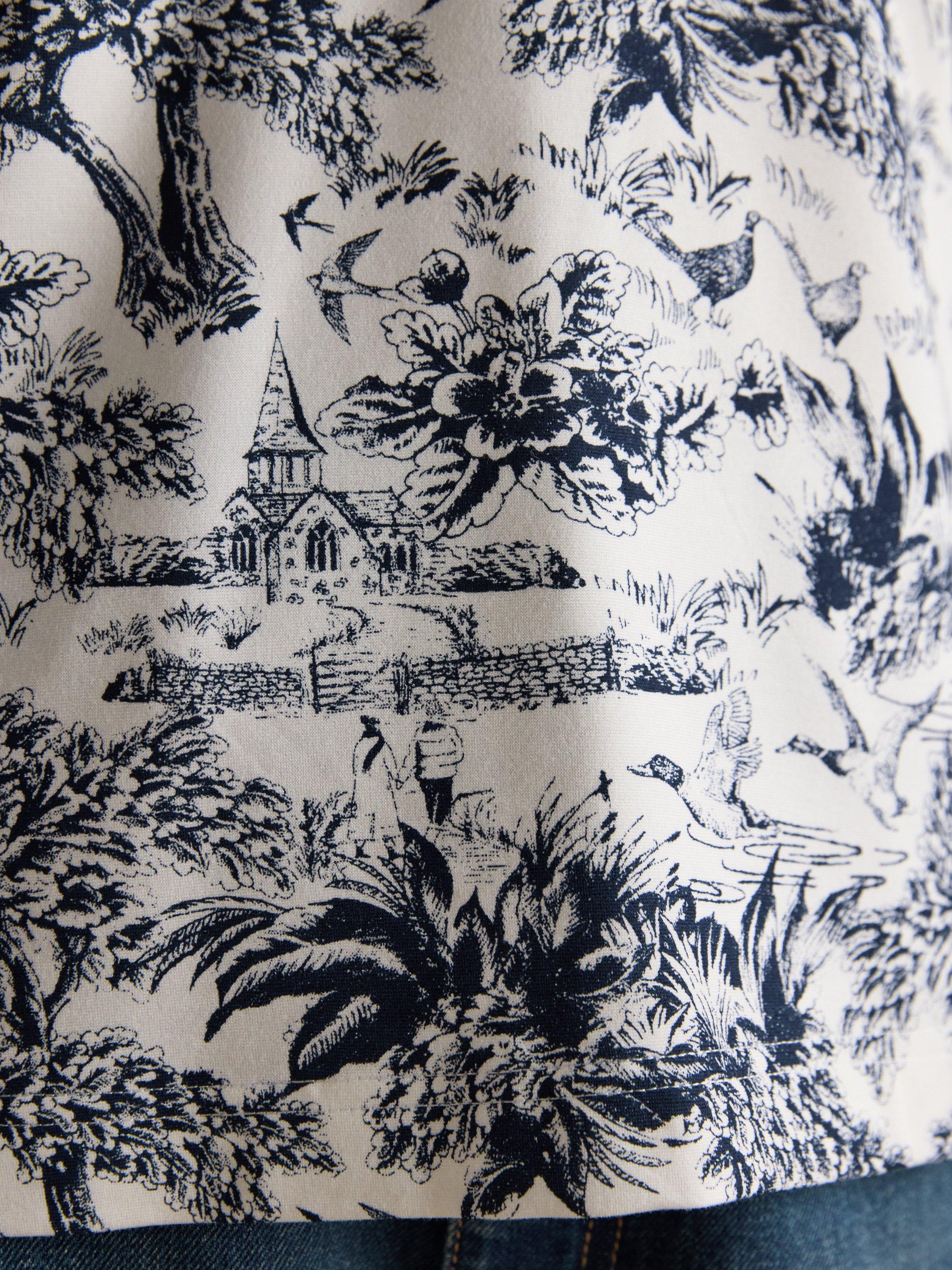 Product image 7 of 8, which shows Joules Frill Neck Toile Print Top, Navy, 6