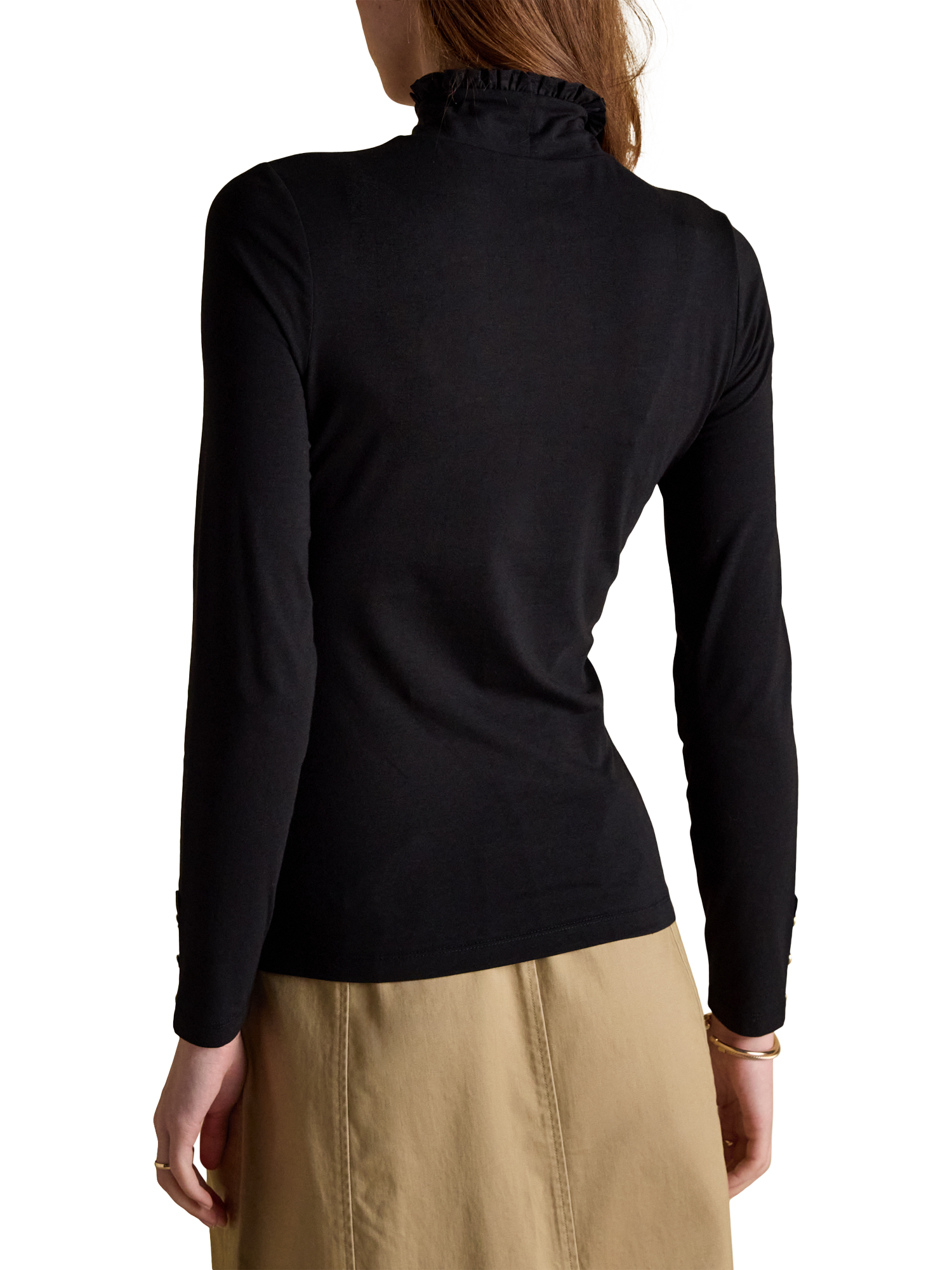Product image 4 of 5, which shows Joules High Neck Long Sleeve Top, Black, 6