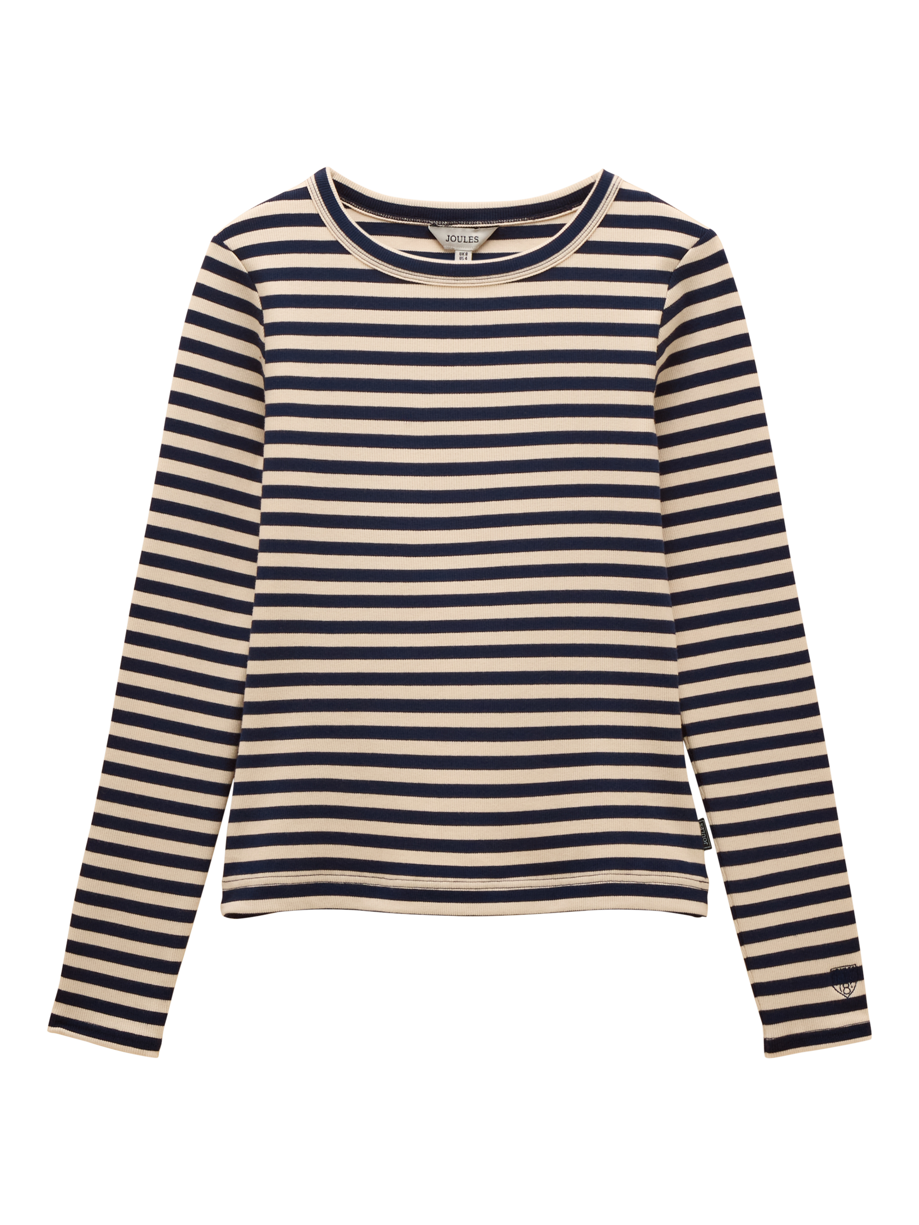 Product image 8 of 8, which shows Joules Stripe Long Sleeve Cotton T-Shirt, Navy/Multi, 6