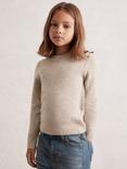 Reiss Kids' Anya Cashmere Blend Open Stitch Jumper, Oatmeal