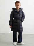 Reiss Kids' Alys Longline Hooded Puffer Coat, Navy