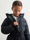 Reiss Kids' Alys Longline Hooded Puffer Coat, Navy
