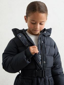 Reiss Kids' Alys Longline Hooded Puffer Coat, Navy - view 2, Navy