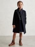 Reiss Kids' Kia Wool Blend Funnel Neck Coat, Navy