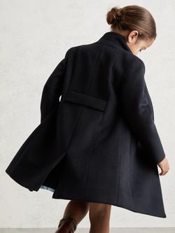 Reiss Kids' Kia Wool Blend Funnel Neck Coat, Navy - view 2, Navy