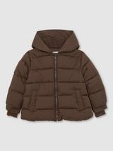Reiss Kids' Lumi Short Hooded Puffer Coat, Chocolate